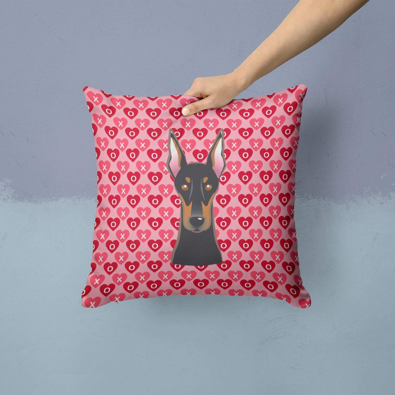 Doberman Pinscher Decorative Throw Pillow 14x14 Indoor Outdoor Accent Cushion, Fabric Cover with Insert for Sofa, Bed, Porch & Living Room