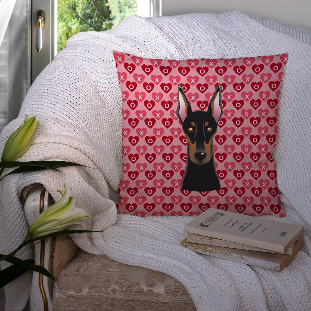 Doberman Pinscher Decorative Throw Pillow 14x14 Indoor Outdoor Accent Cushion, Fabric Cover with Insert for Sofa, Bed, Porch & Living Room