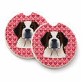 Saint Bernard Set of 2 Cup Holder Car Coasters Absorbent Round Sandstone Coasters Gifts for Men or Women, 2.5, Multicolor