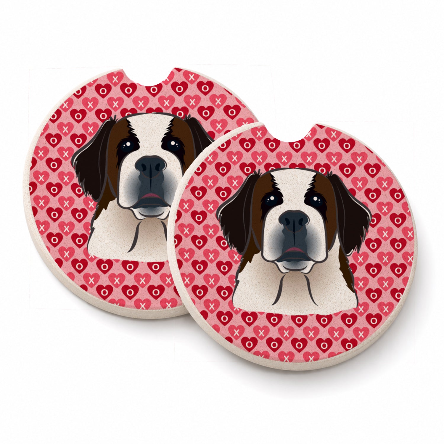 Saint Bernard Set of 2 Cup Holder Car Coasters Absorbent Round Sandstone Coasters Gifts for Men or Women, 2.5, Multicolor