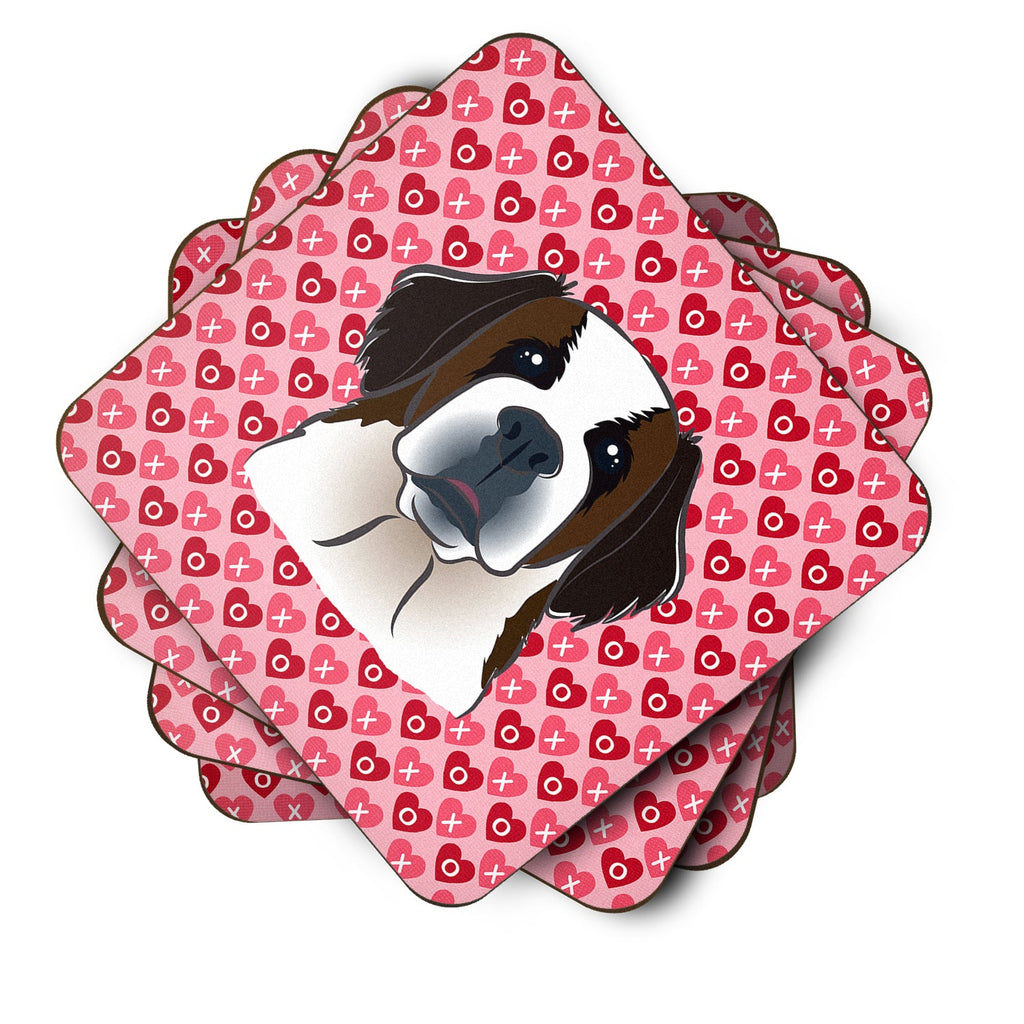 Saint Bernard Foam Coasters Set of 4 Cup Coasters for Indoor Outdoor, Tabletop Protection, Anti Slip, Mouse pad Material