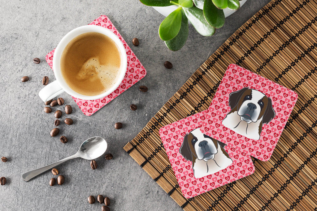 Saint Bernard Foam Coasters Set of 4 Cup Coasters for Indoor Outdoor, Tabletop Protection, Anti Slip, Mouse pad Material