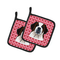 Saint Bernard Pot Holder Set of 2 Heat Resistant Quilted Hot Pads 7.5 x 7.5 Inch, Insulated Kitchen Trivets for Cooking & Baking