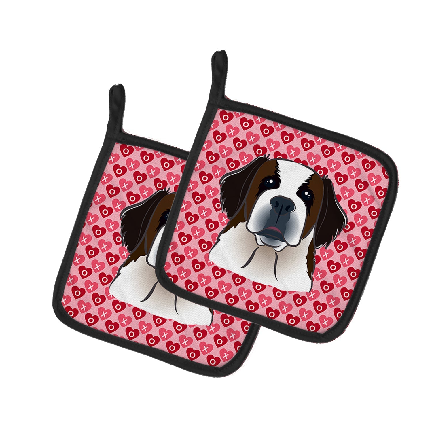 Saint Bernard Pot Holder Set of 2 Heat Resistant Quilted Hot Pads 7.5 x 7.5 Inch, Insulated Kitchen Trivets for Cooking & Baking