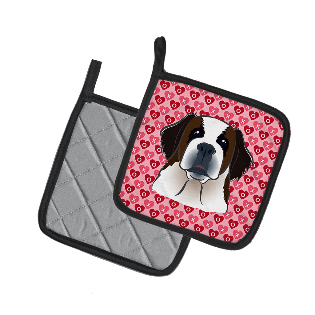 Saint Bernard Pot Holder Set of 2 Heat Resistant Quilted Hot Pads 7.5 x 7.5 Inch, Insulated Kitchen Trivets for Cooking & Baking
