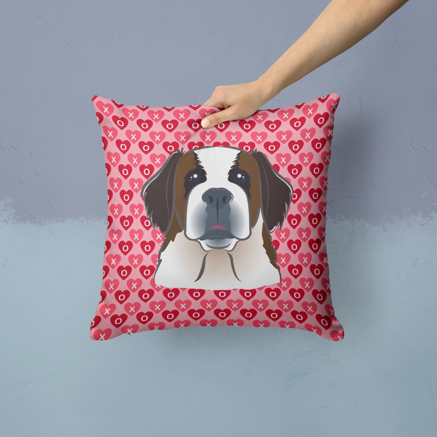 Saint Bernard Decorative Throw Pillow 14x14 Indoor Outdoor Accent Cushion, Fabric Cover with Insert for Sofa, Bed, Porch & Living Room