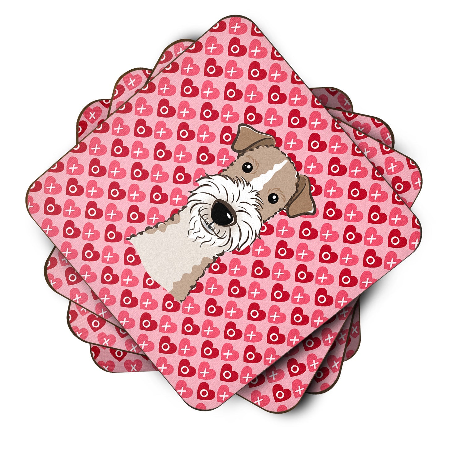 Wire Haired Fox Terrier Foam Coasters Set of 4 Cup Coasters for Indoor Outdoor, Tabletop Protection, Anti Slip, Mouse pad Material