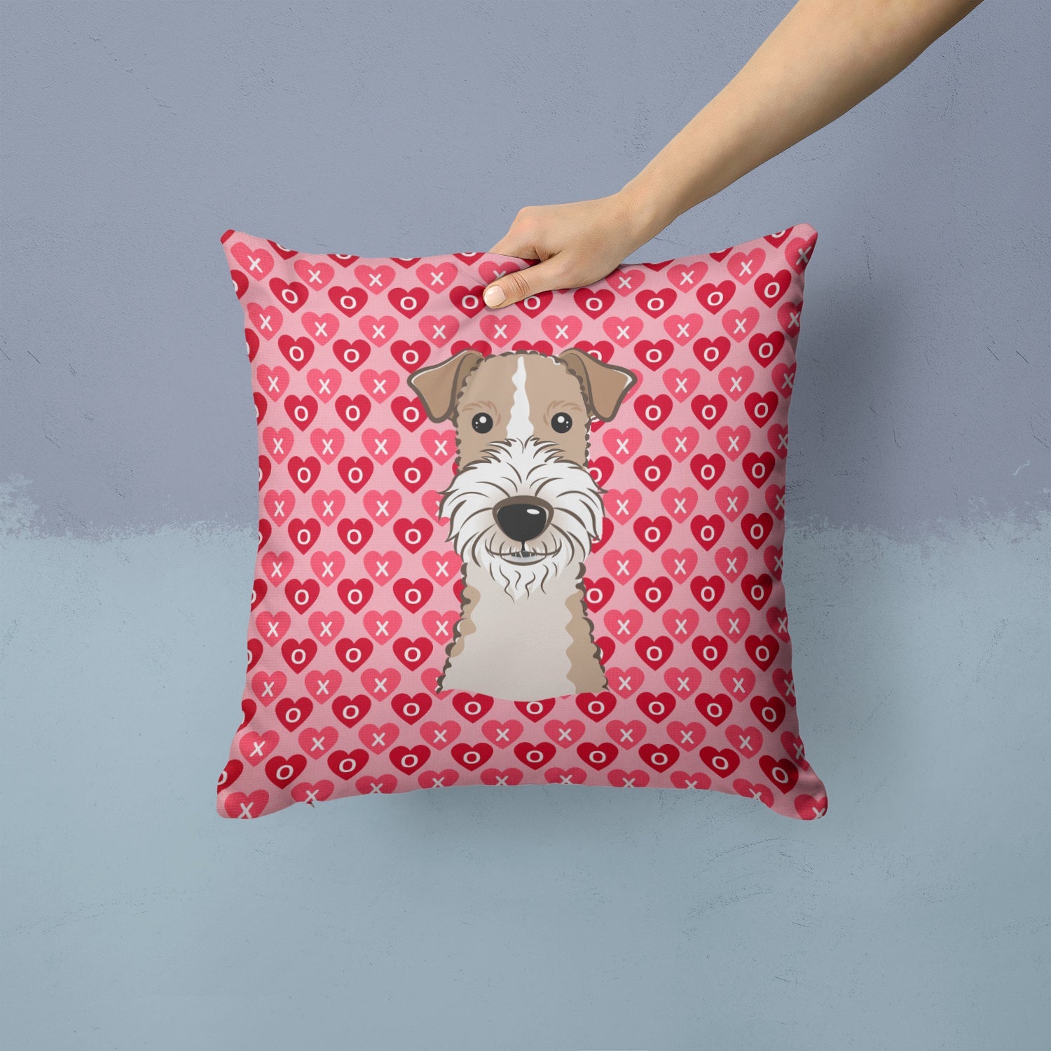 Wire Haired Fox Terrier Decorative Throw Pillow 14x14 Indoor Outdoor Accent Cushion, Fabric Cover with Insert for Sofa, Bed, Porch & Living Room