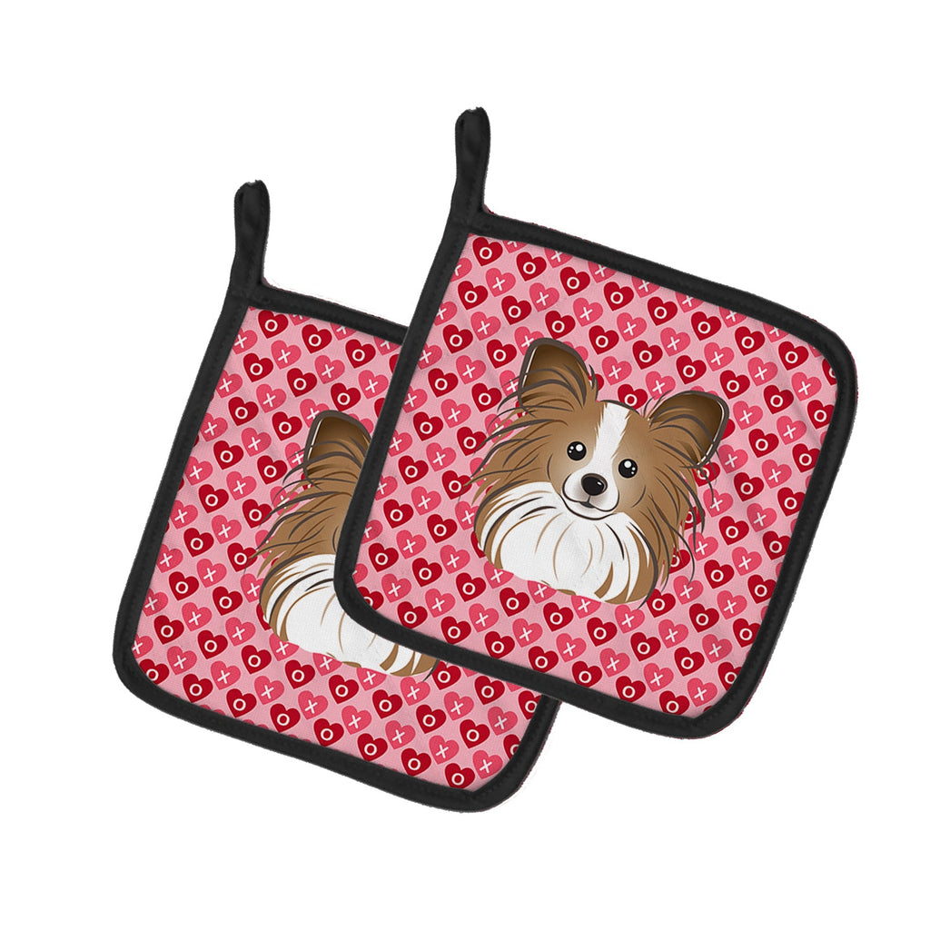 Papillon Pot Holder Set of 2 Heat Resistant Quilted Hot Pads 7.5 x 7.5 Inch, Insulated Kitchen Trivets for Cooking & Baking