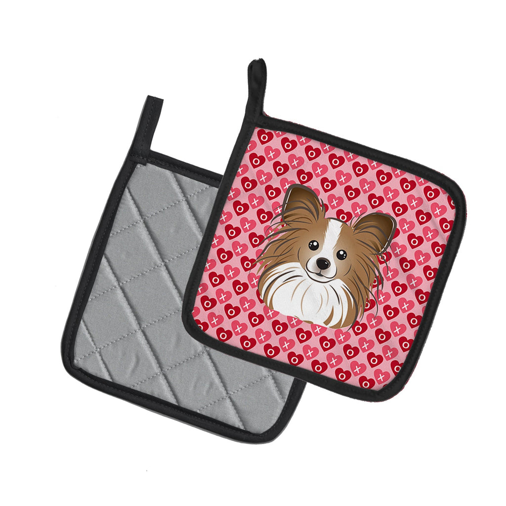 Papillon Pot Holder Set of 2 Heat Resistant Quilted Hot Pads 7.5 x 7.5 Inch, Insulated Kitchen Trivets for Cooking & Baking
