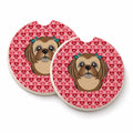 Chocolate Brown Shih Tzu Set of 2 Cup Holder Car Coasters Absorbent Round Sandstone Coasters Gifts for Men or Women, 2.5, Multicolor