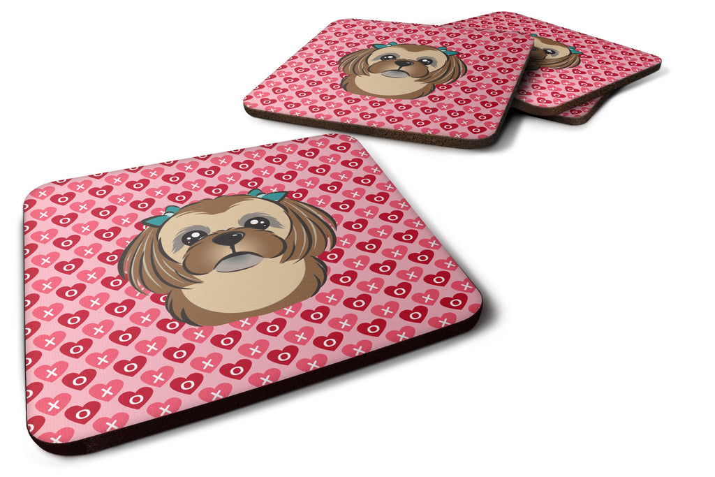 Chocolate Brown Shih Tzu Foam Coasters Set of 4 Cup Coasters for Indoor Outdoor, Tabletop Protection, Anti Slip, Mouse pad Material