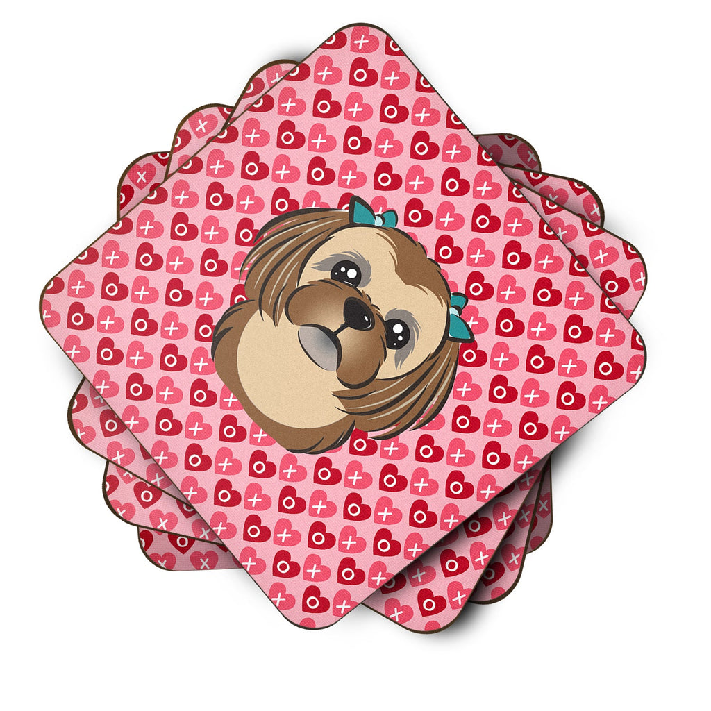 Chocolate Brown Shih Tzu Foam Coasters Set of 4 Cup Coasters for Indoor Outdoor, Tabletop Protection, Anti Slip, Mouse pad Material