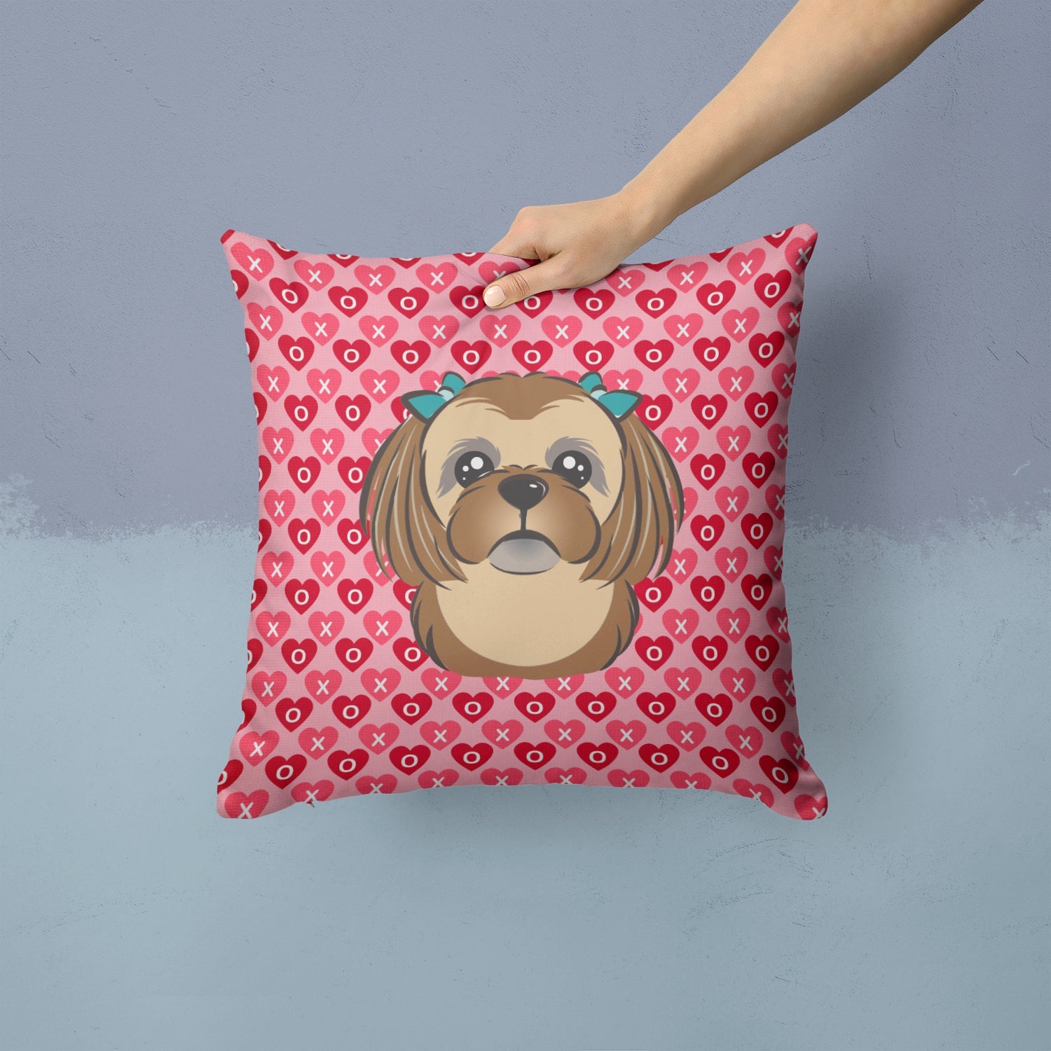 Chocolate Brown Shih Tzu Decorative Throw Pillow 14x14 Indoor Outdoor Accent Cushion, Fabric Cover with Insert for Sofa, Bed, Porch & Living Room