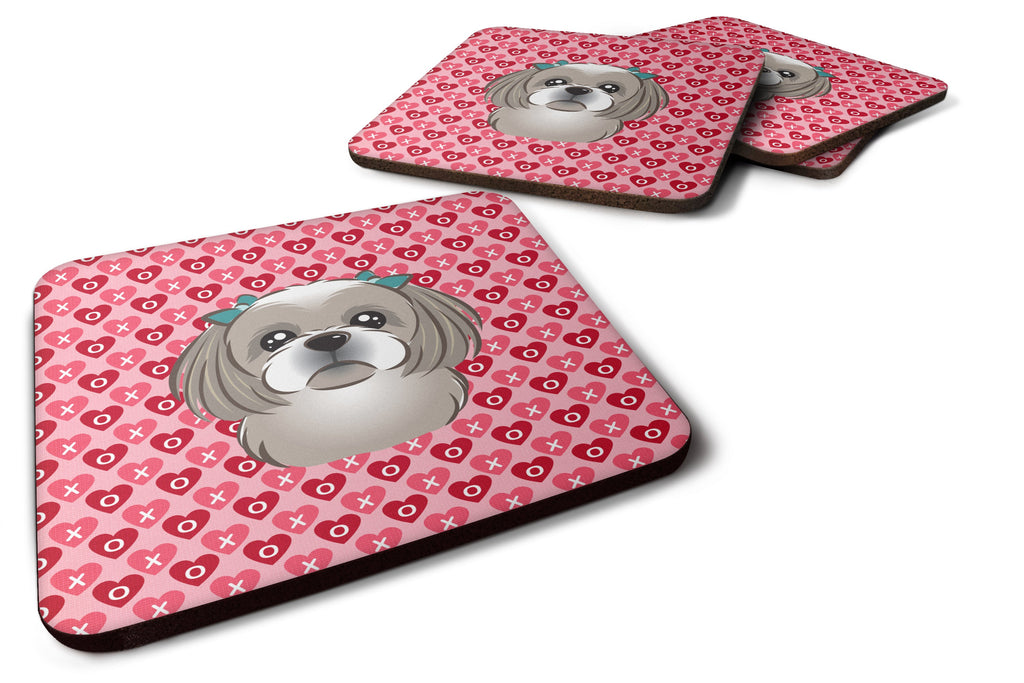 Gray Silver Shih Tzu Foam Coasters Set of 4 Cup Coasters for Indoor Outdoor, Tabletop Protection, Anti Slip, Mouse pad Material
