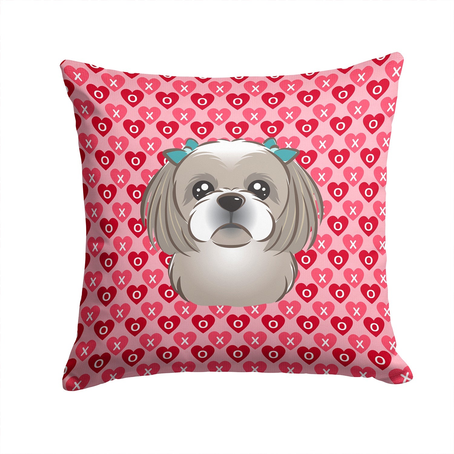 Gray Silver Shih Tzu Decorative Throw Pillow 14x14 Indoor Outdoor Accent Cushion, Fabric Cover with Insert for Sofa, Bed, Porch & Living Room