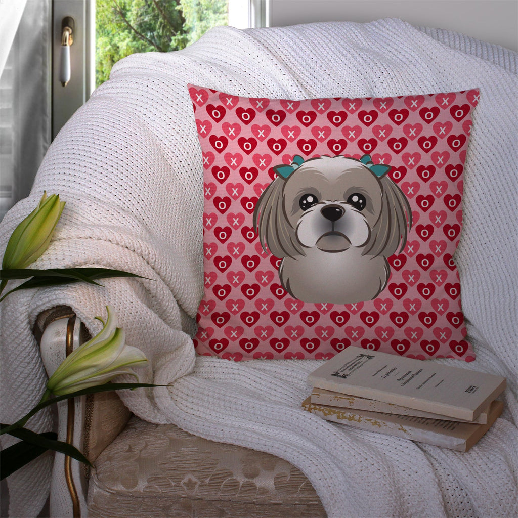 Gray Silver Shih Tzu Decorative Throw Pillow 14x14 Indoor Outdoor Accent Cushion, Fabric Cover with Insert for Sofa, Bed, Porch & Living Room