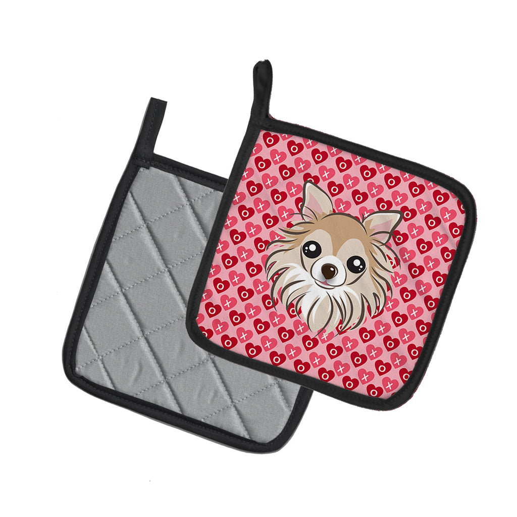 Chihuahua Pot Holder Set of 2 Heat Resistant Quilted Hot Pads 7.5 x 7.5 Inch, Insulated Kitchen Trivets for Cooking & Baking