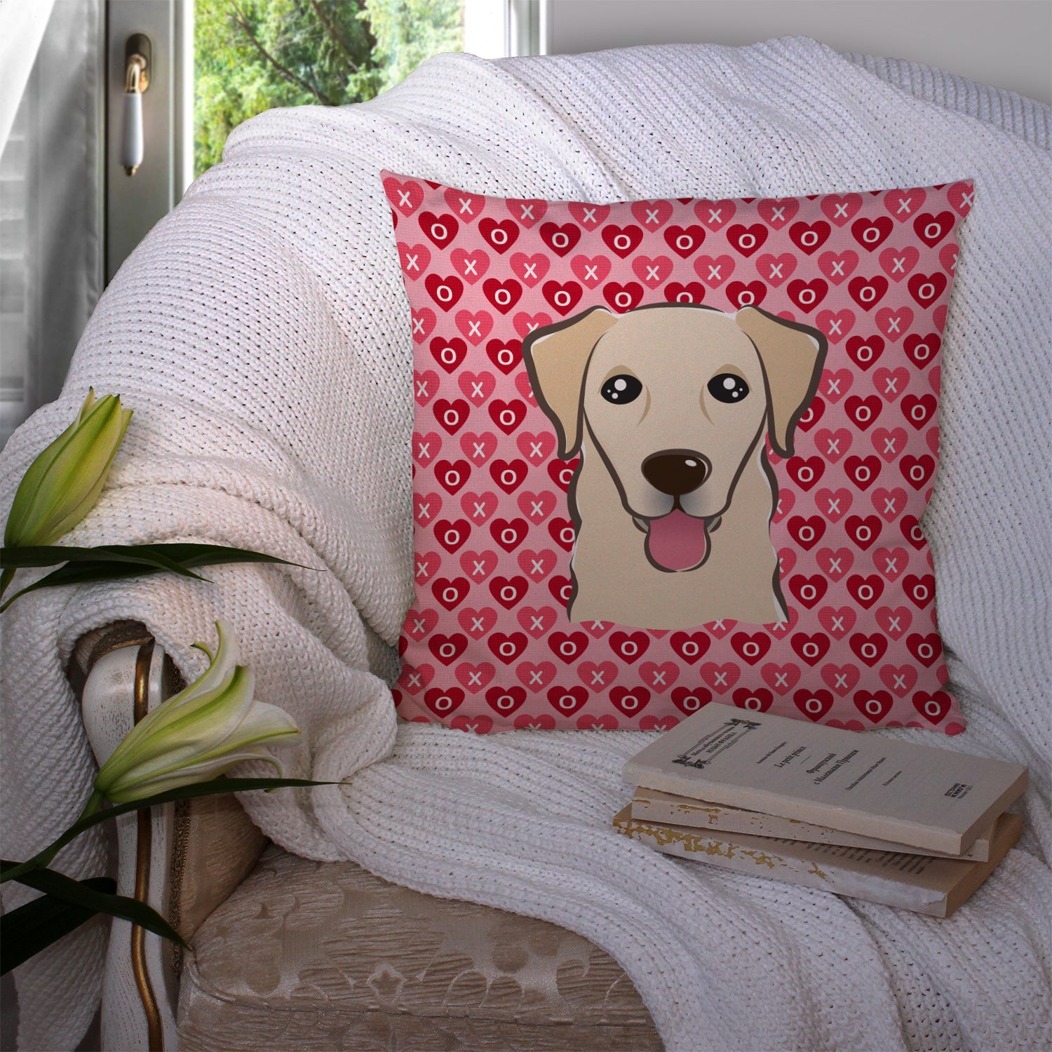 Golden Retriever Decorative Throw Pillow 14x14 Indoor Outdoor Accent Cushion, Fabric Cover with Insert for Sofa, Bed, Porch & Living Room