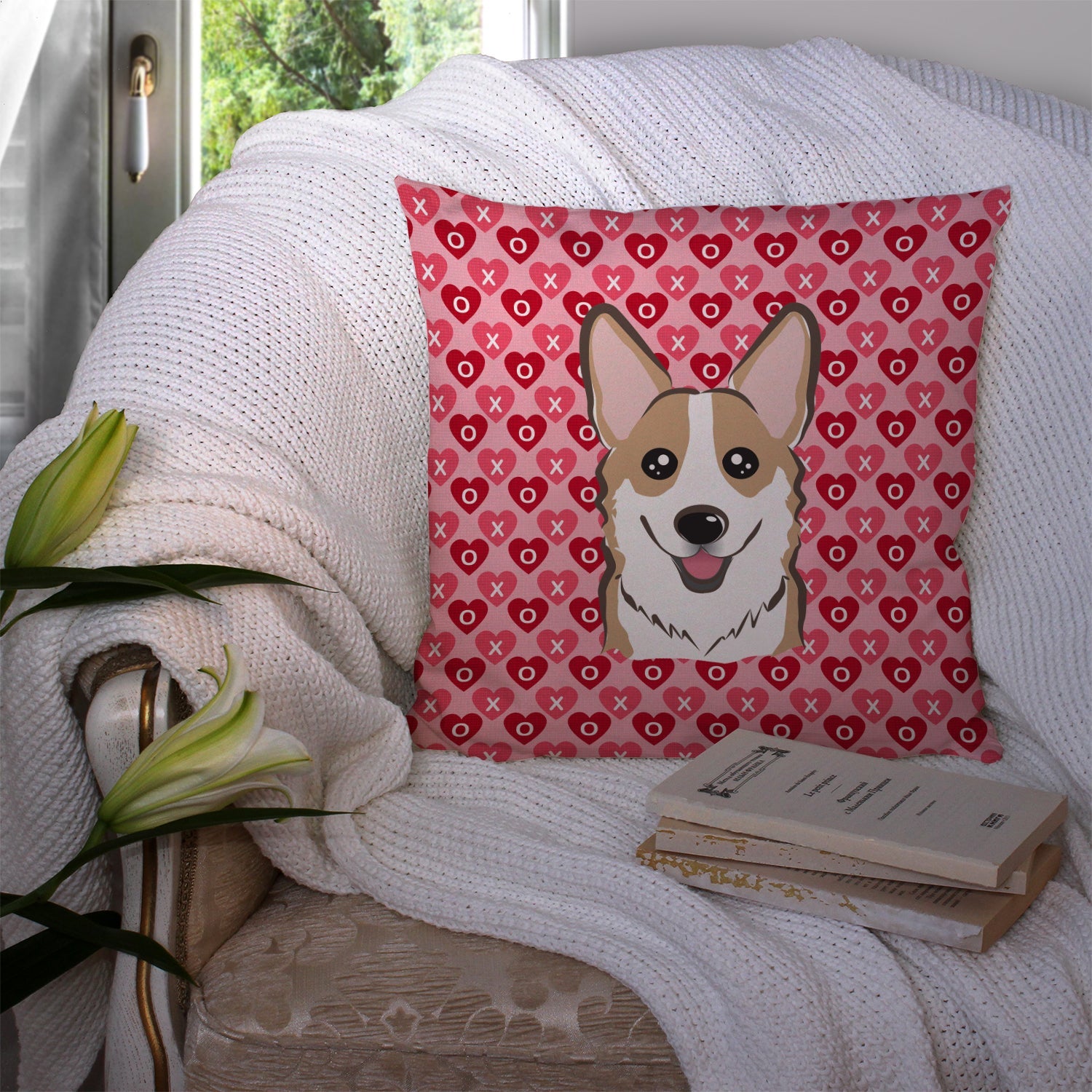 Sable Corgi Decorative Throw Pillow 14x14 Indoor Outdoor Accent Cushion, Fabric Cover with Insert for Sofa, Bed, Porch & Living Room