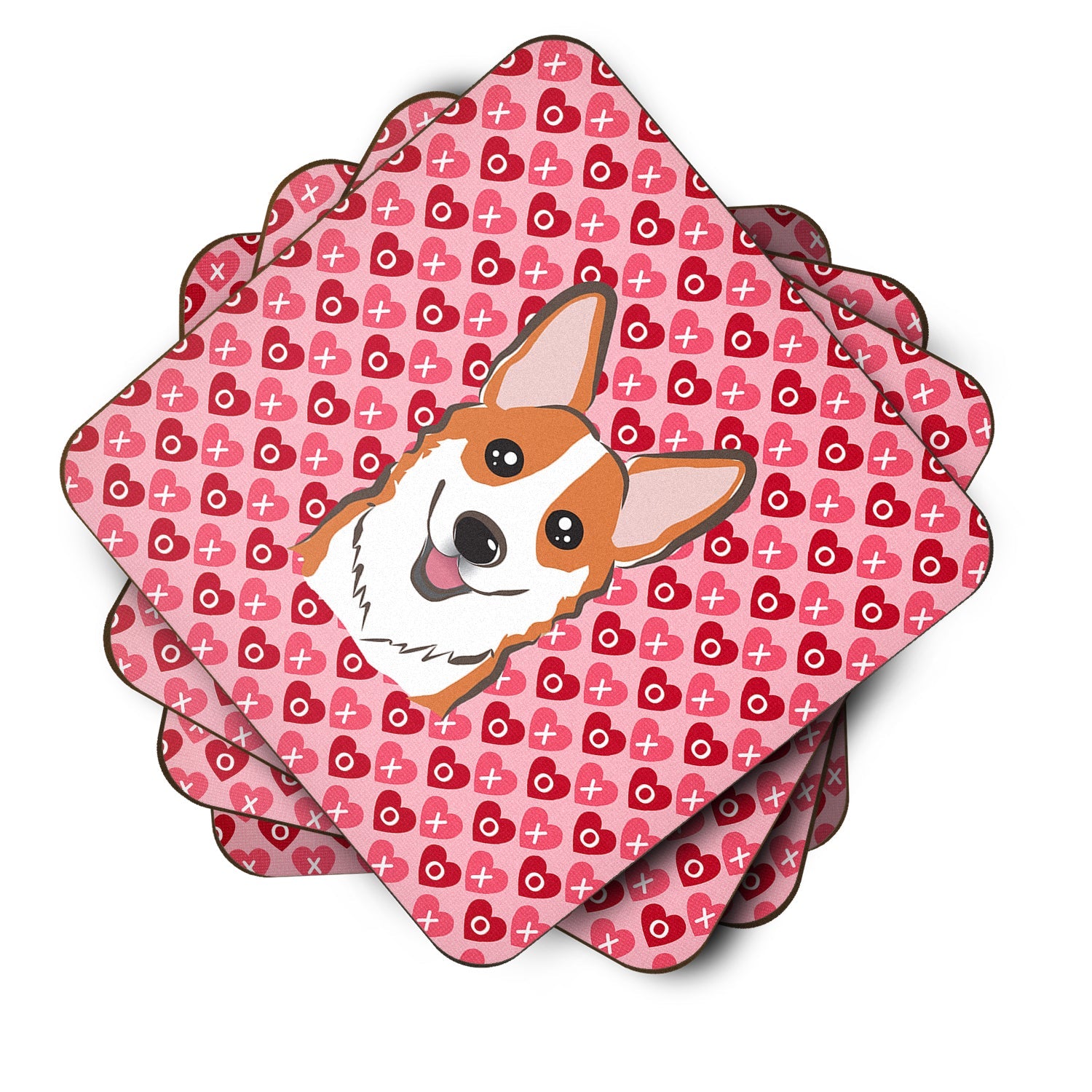 Red Corgi Foam Coasters Set of 4 Cup Coasters for Indoor Outdoor, Tabletop Protection, Anti Slip, Mouse pad Material