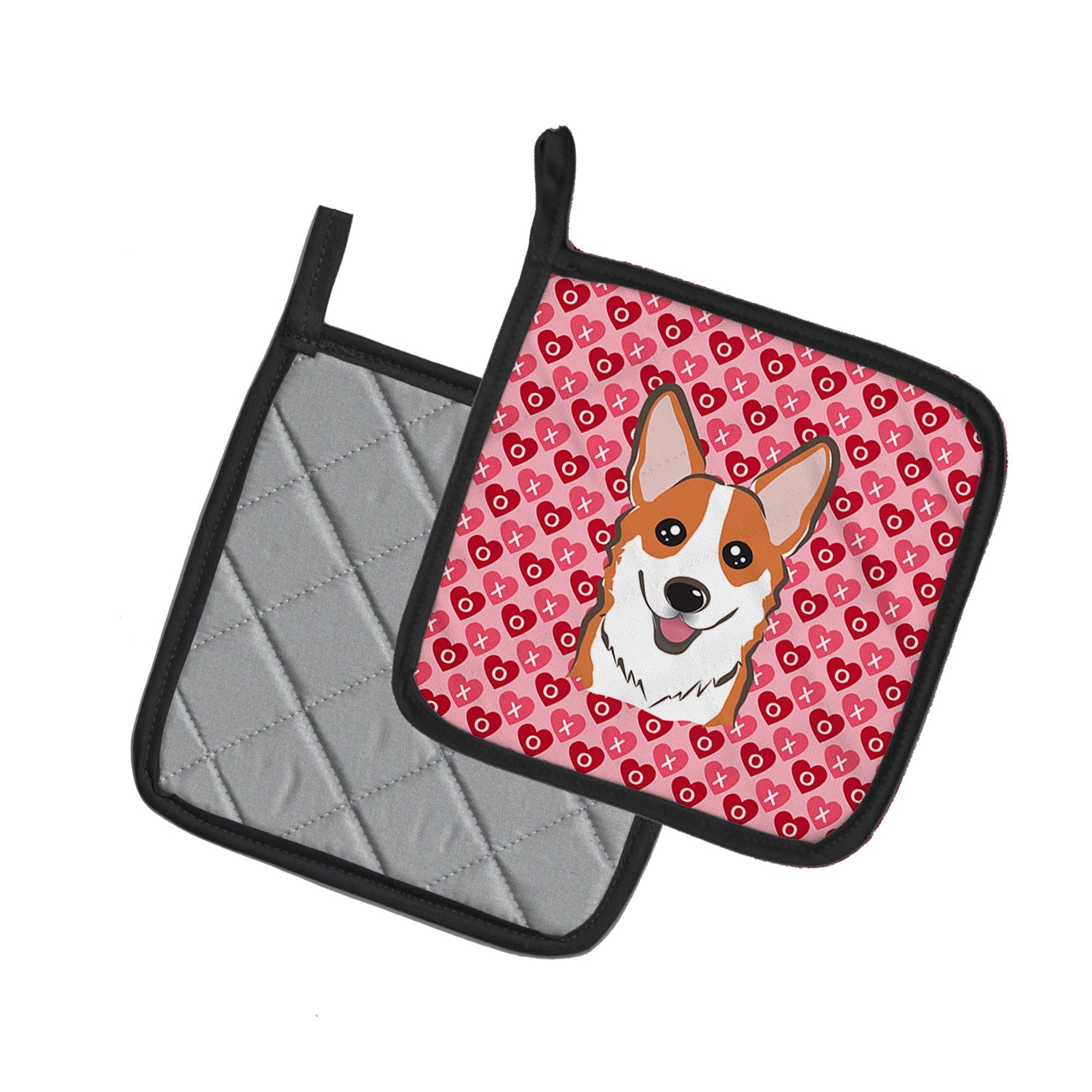 Red Corgi Pot Holder Set of 2 Heat Resistant Quilted Hot Pads 7.5 x 7.5 Inch, Insulated Kitchen Trivets for Cooking & Baking