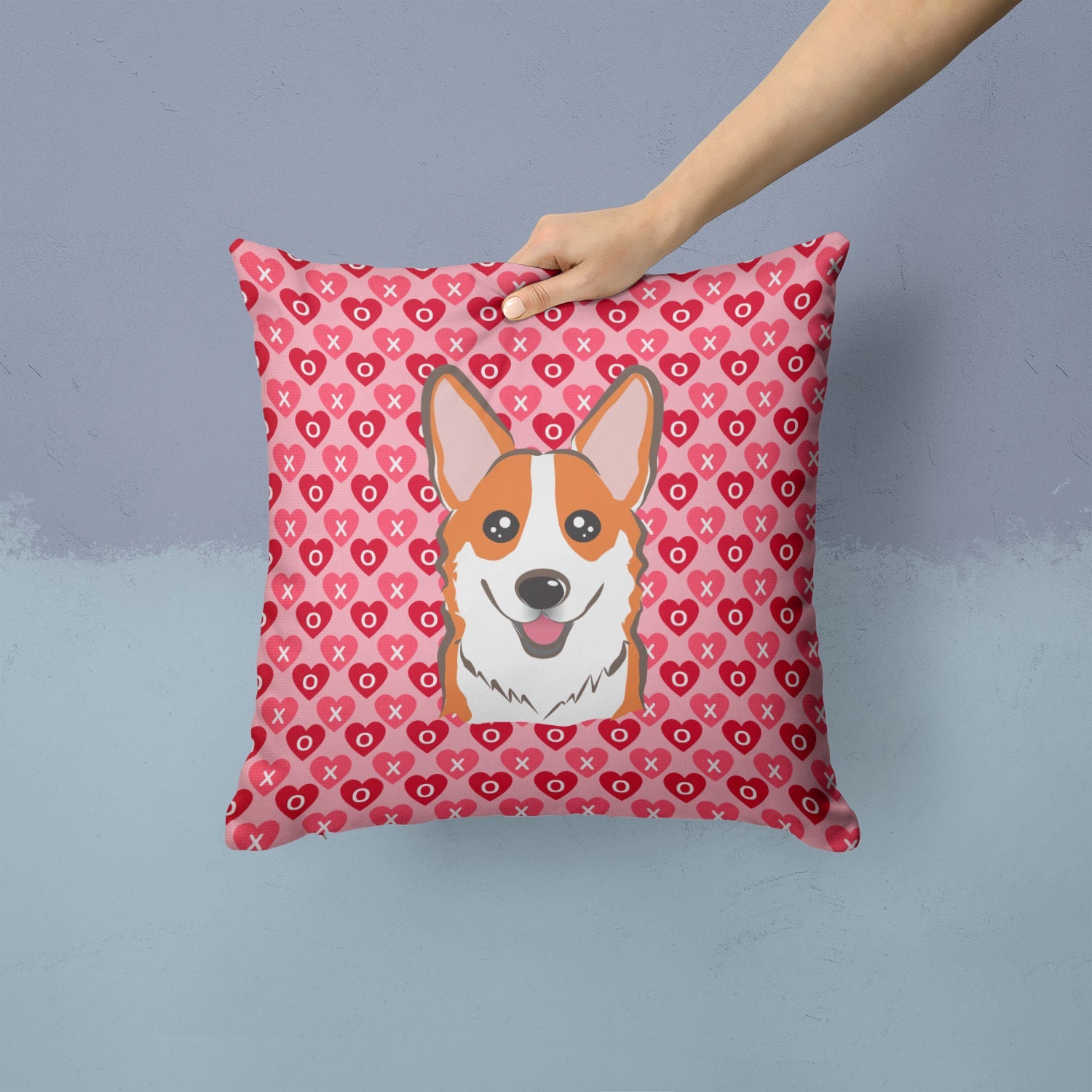 Red Corgi Decorative Throw Pillow 14x14 Indoor Outdoor Accent Cushion, Fabric Cover with Insert for Sofa, Bed, Porch & Living Room