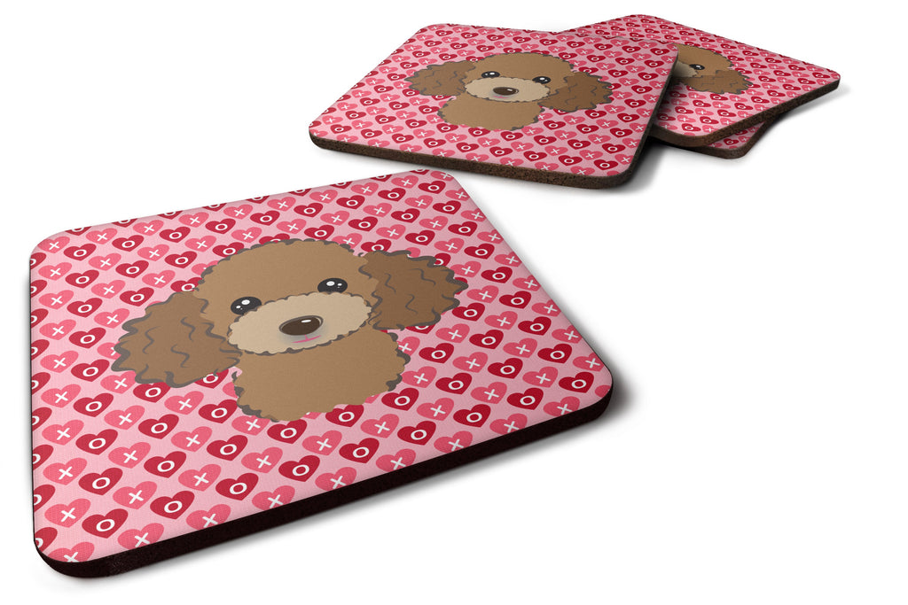 Chocolate Brown Poodle Foam Coasters Set of 4 Cup Coasters for Indoor Outdoor, Tabletop Protection, Anti Slip, Mouse pad Material