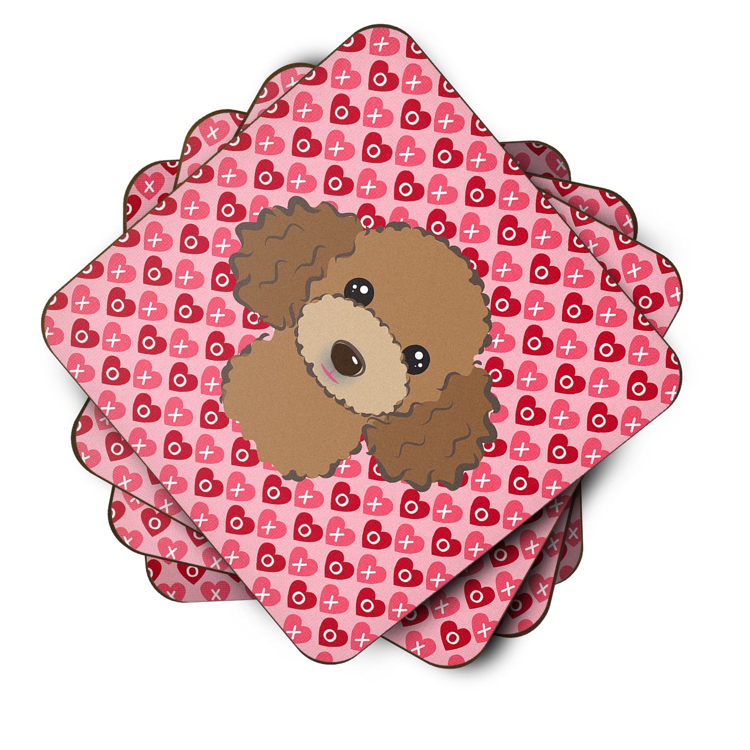 Chocolate Brown Poodle Foam Coasters Set of 4 Cup Coasters for Indoor Outdoor, Tabletop Protection, Anti Slip, Mouse pad Material