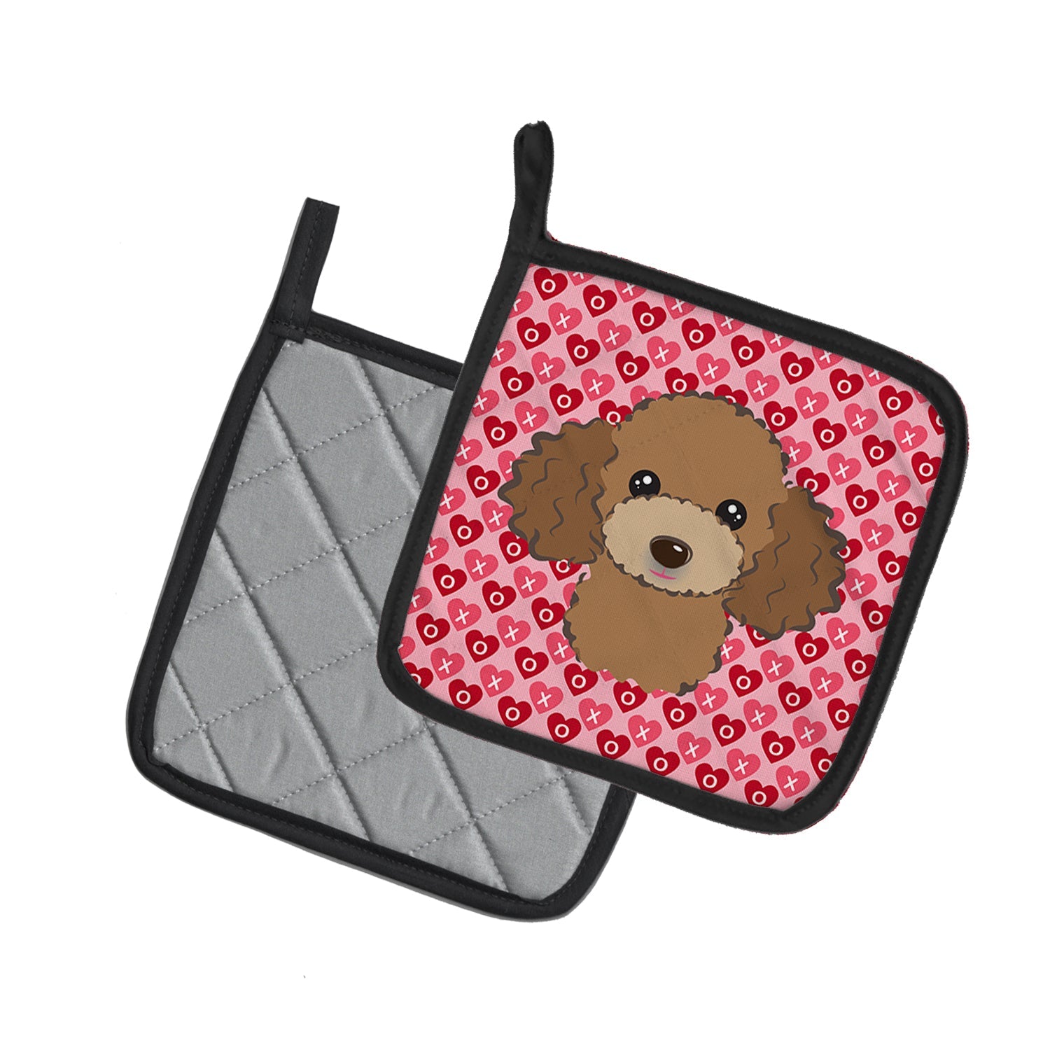 Chocolate Brown Poodle Pot Holder Set of 2 Heat Resistant Quilted Hot Pads 7.5 x 7.5 Inch, Insulated Kitchen Trivets for Cooking & Baking