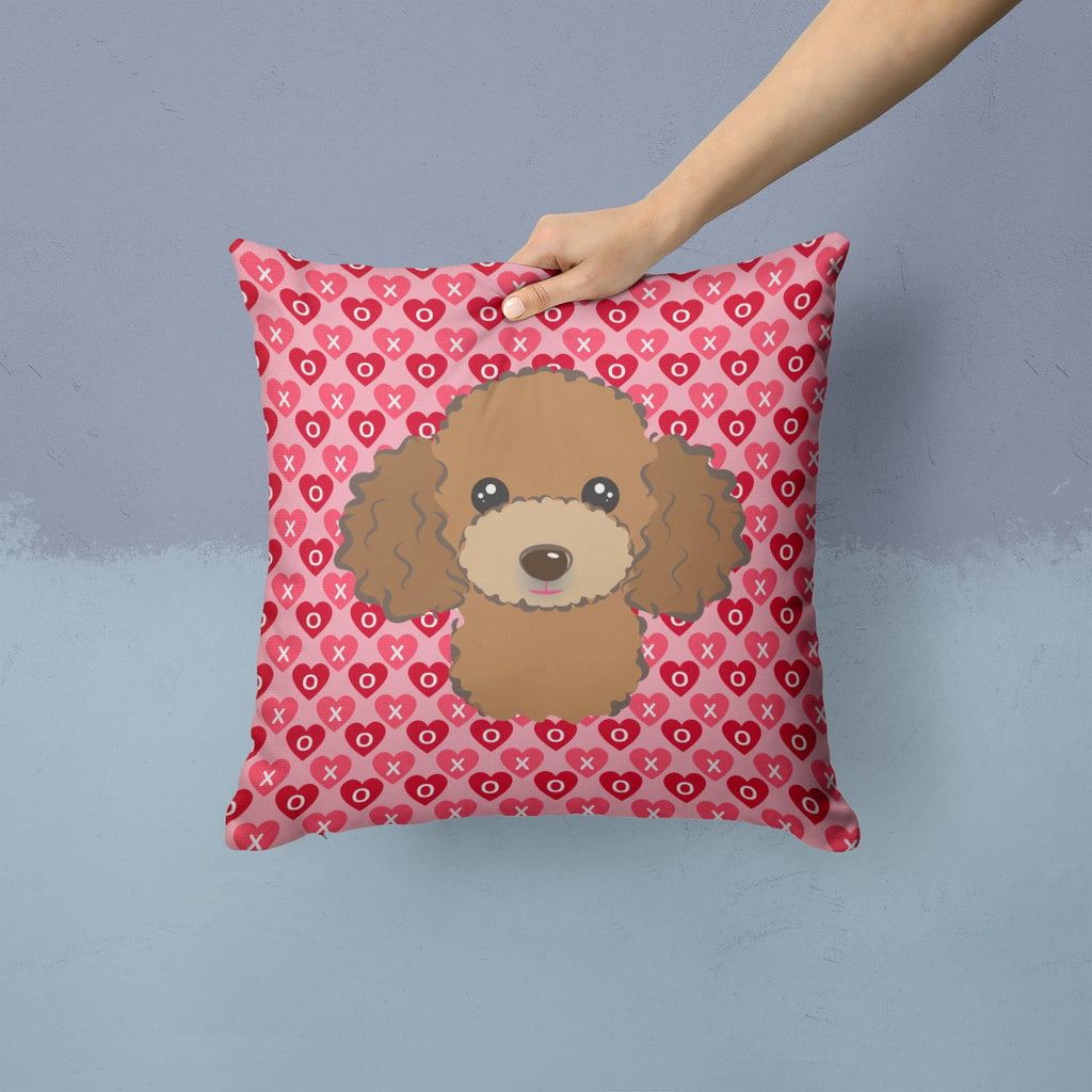 Chocolate Brown Poodle Decorative Throw Pillow 14x14 Indoor Outdoor Accent Cushion, Fabric Cover with Insert for Sofa, Bed, Porch & Living Room