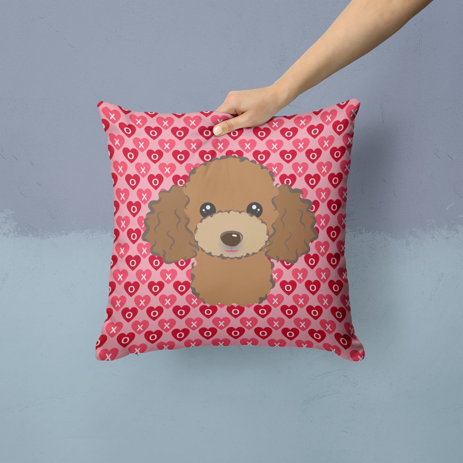Chocolate Brown Poodle Decorative Throw Pillow 14x14 Indoor Outdoor Accent Cushion, Fabric Cover with Insert for Sofa, Bed, Porch & Living Room