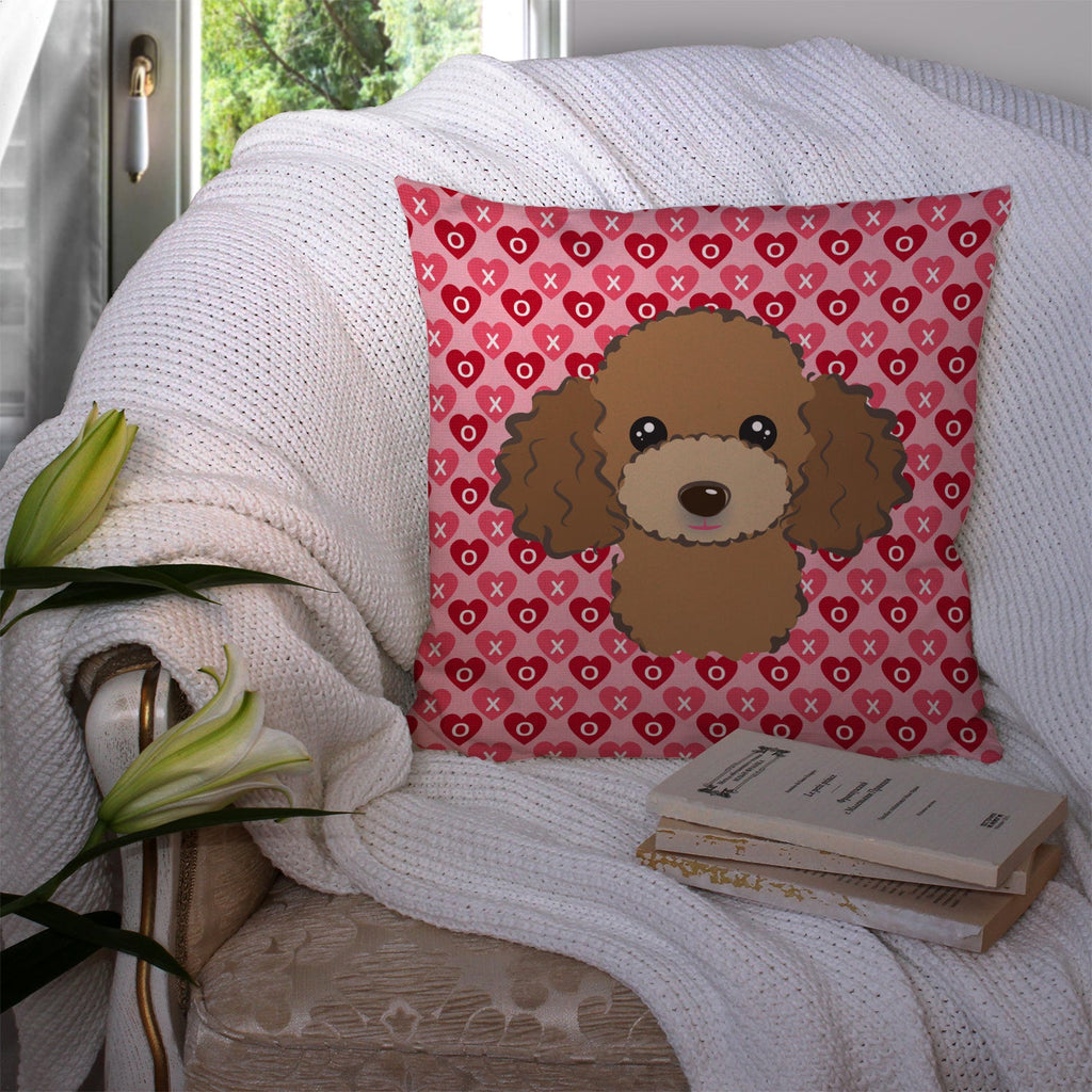 Chocolate Brown Poodle Decorative Throw Pillow 14x14 Indoor Outdoor Accent Cushion, Fabric Cover with Insert for Sofa, Bed, Porch & Living Room