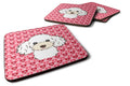 White Poodle Foam Coasters Set of 4 Cup Coasters for Indoor Outdoor, Tabletop Protection, Anti Slip, Mouse pad Material