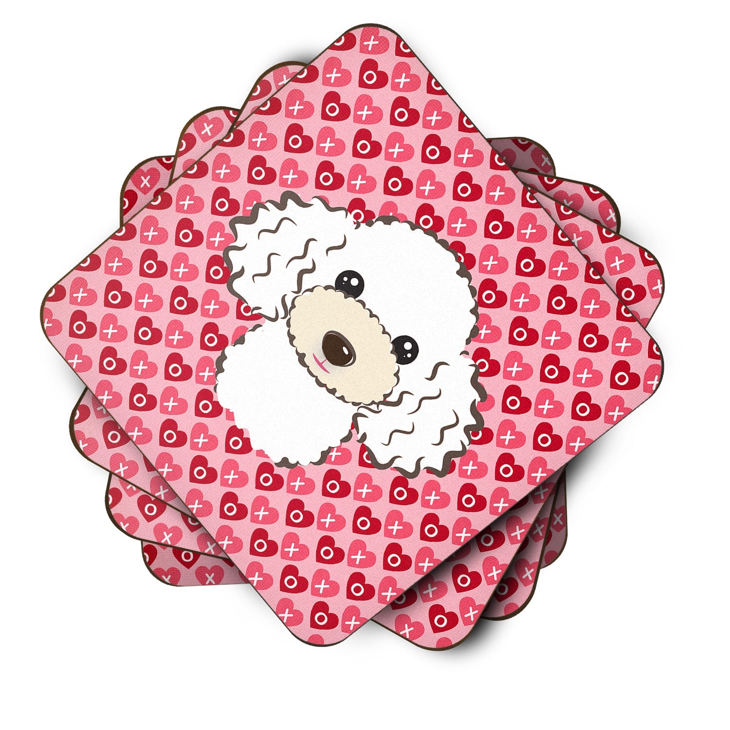 White Poodle Foam Coasters Set of 4 Cup Coasters for Indoor Outdoor, Tabletop Protection, Anti Slip, Mouse pad Material