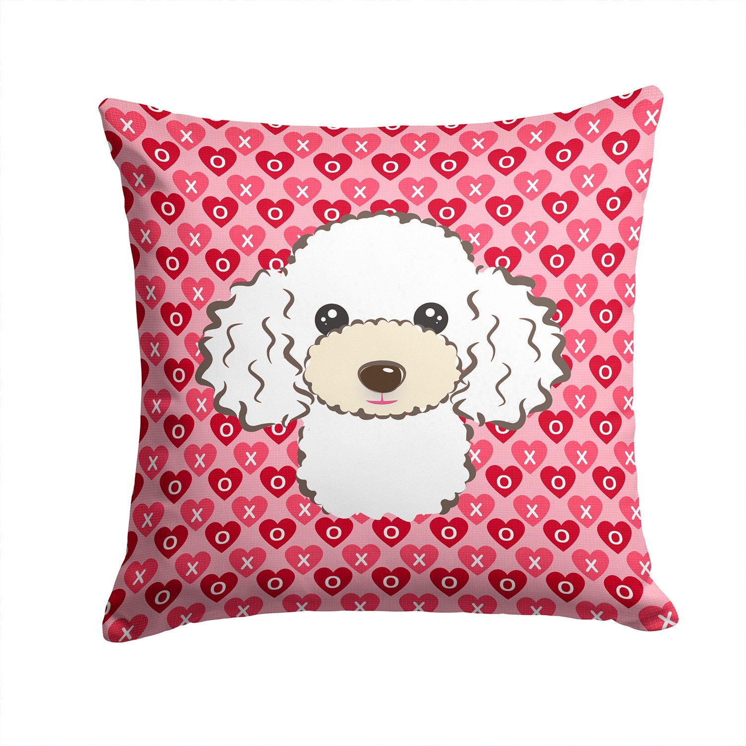 White Poodle Decorative Throw Pillow 14x14 Indoor Outdoor Accent Cushion, Fabric Cover with Insert for Sofa, Bed, Porch & Living Room