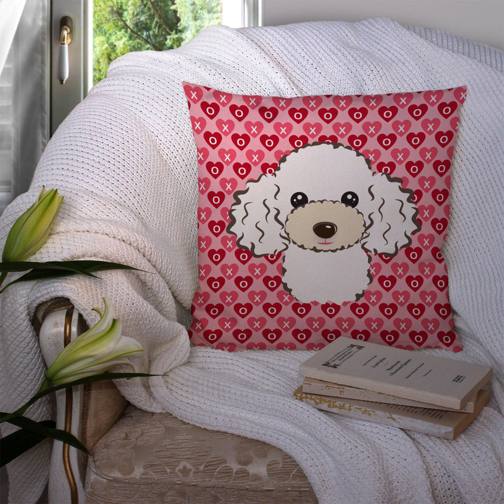 White Poodle Decorative Throw Pillow 14x14 Indoor Outdoor Accent Cushion, Fabric Cover with Insert for Sofa, Bed, Porch & Living Room