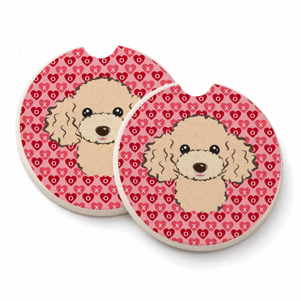 Buff Poodle Set of 2 Cup Holder Car Coasters Absorbent Round Sandstone Coasters Gifts for Men or Women, 2.5, Multicolor