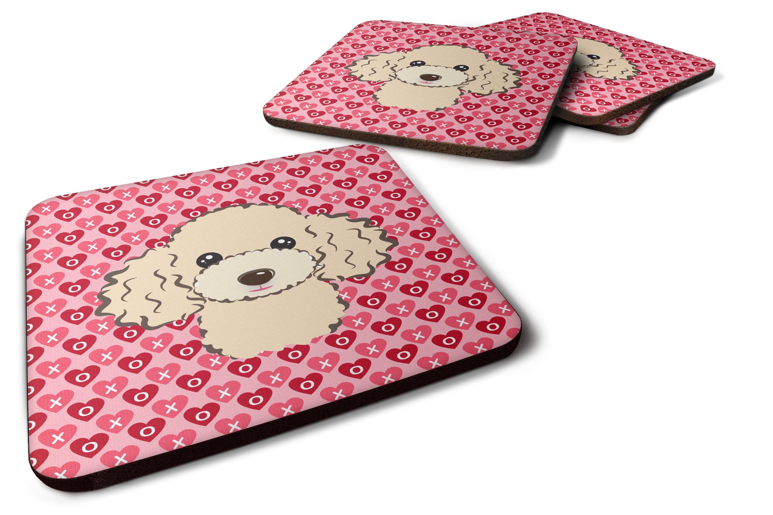 Buff Poodle Foam Coasters Set of 4 Cup Coasters for Indoor Outdoor, Tabletop Protection, Anti Slip, Mouse pad Material