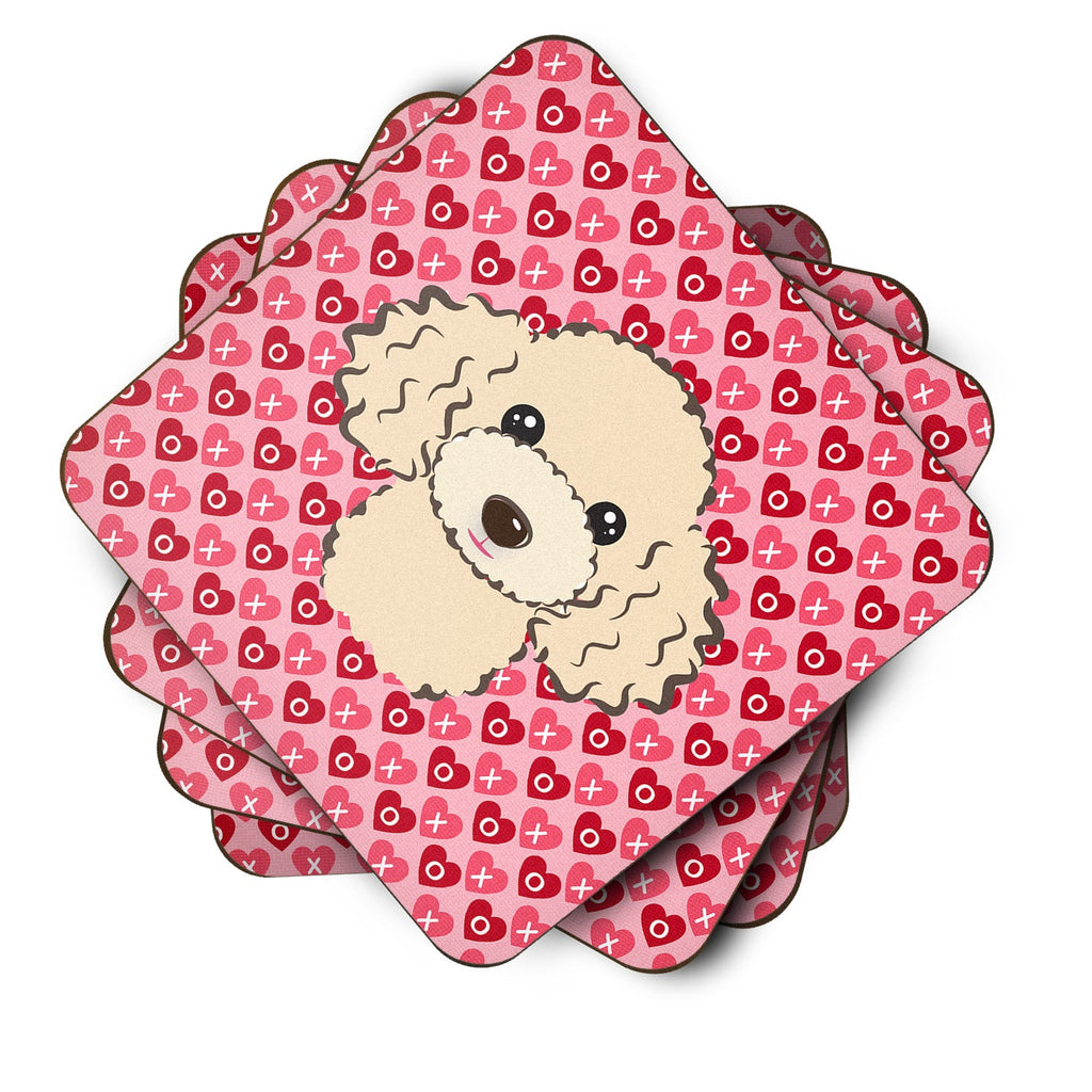 Buff Poodle Foam Coasters Set of 4 Cup Coasters for Indoor Outdoor, Tabletop Protection, Anti Slip, Mouse pad Material