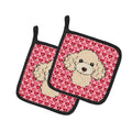 Buff Poodle Pot Holder Set of 2 Heat Resistant Quilted Hot Pads 7.5 x 7.5 Inch, Insulated Kitchen Trivets for Cooking & Baking
