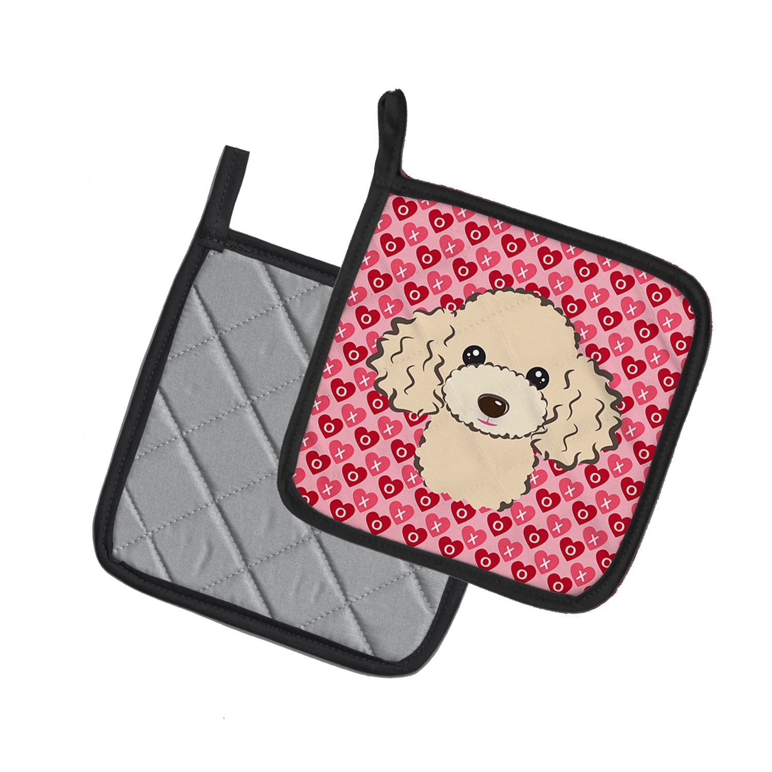 Buff Poodle Pot Holder Set of 2 Heat Resistant Quilted Hot Pads 7.5 x 7.5 Inch, Insulated Kitchen Trivets for Cooking & Baking