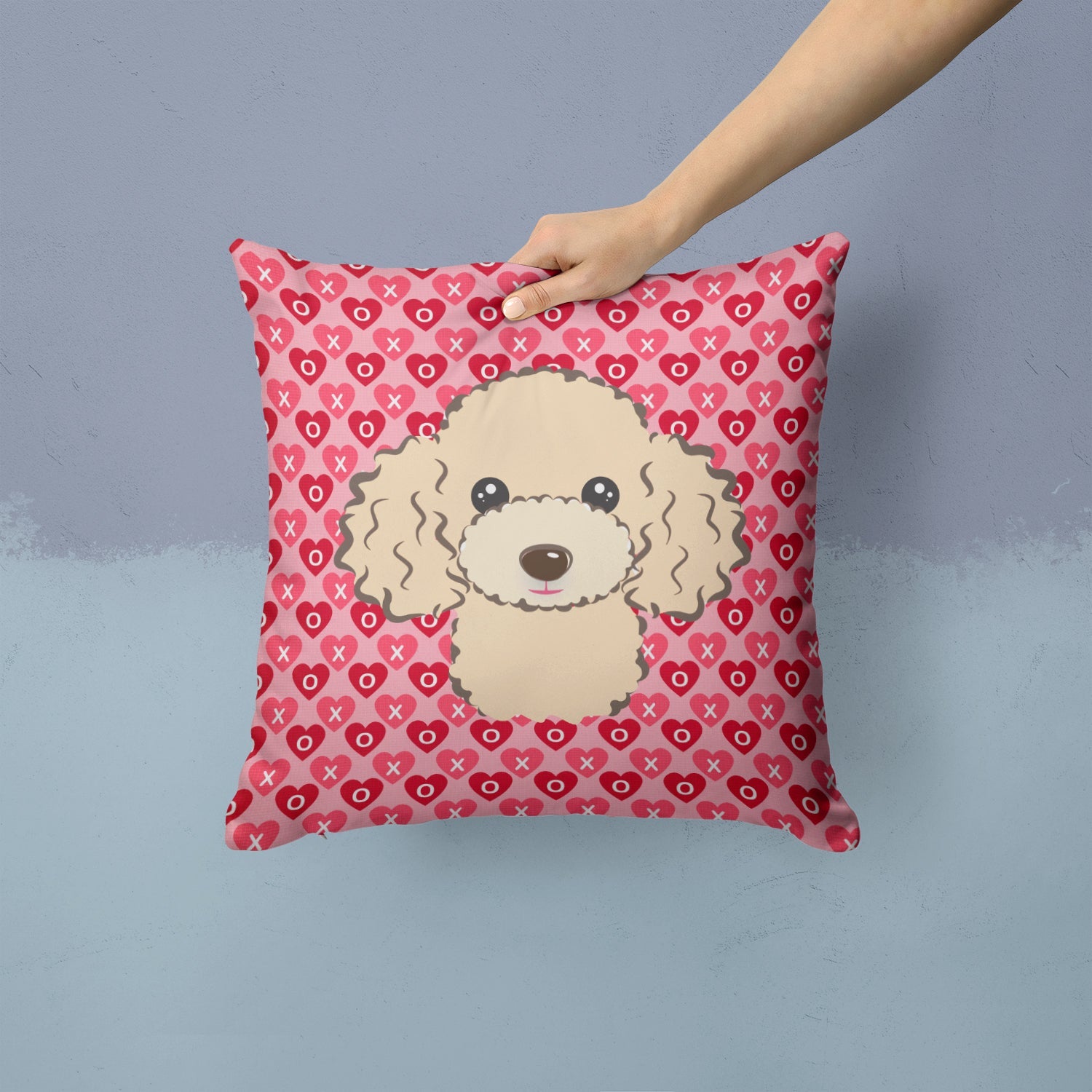 Buff Poodle Decorative Throw Pillow 14x14 Indoor Outdoor Accent Cushion, Fabric Cover with Insert for Sofa, Bed, Porch & Living Room