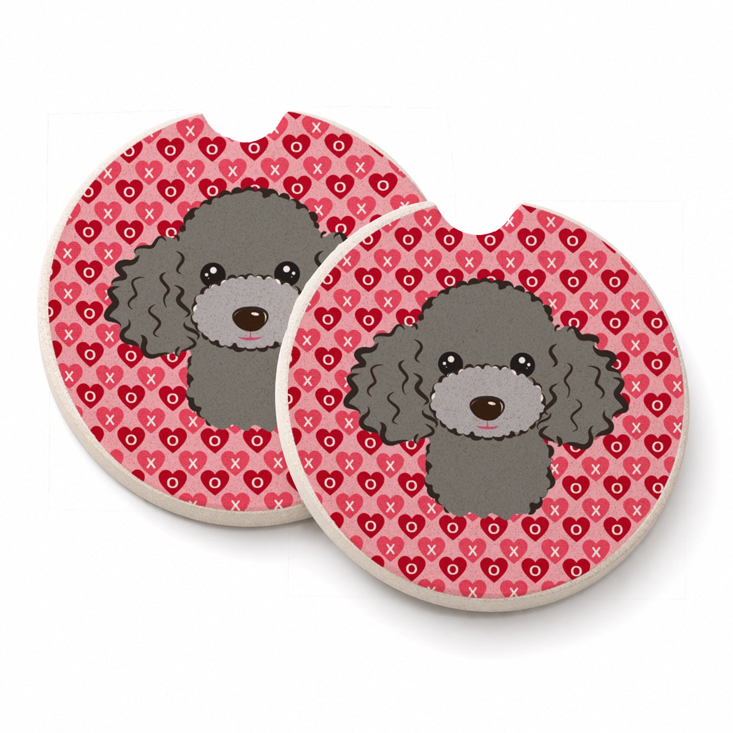 Silver Gray Poodle Set of 2 Cup Holder Car Coasters Absorbent Round Sandstone Coasters Gifts for Men or Women, 2.5, Multicolor