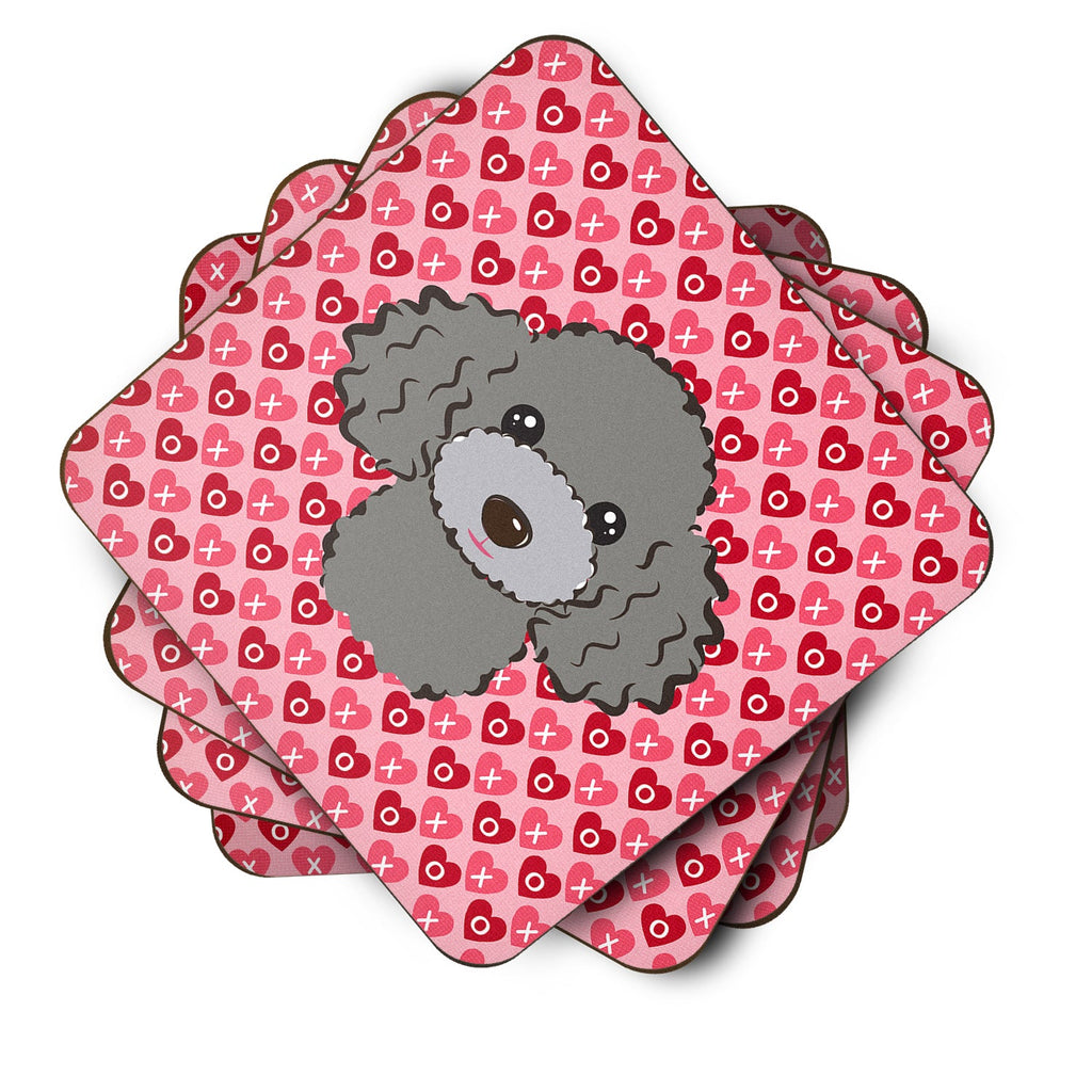 Silver Gray Poodle Foam Coasters Set of 4 Cup Coasters for Indoor Outdoor, Tabletop Protection, Anti Slip, Mouse pad Material