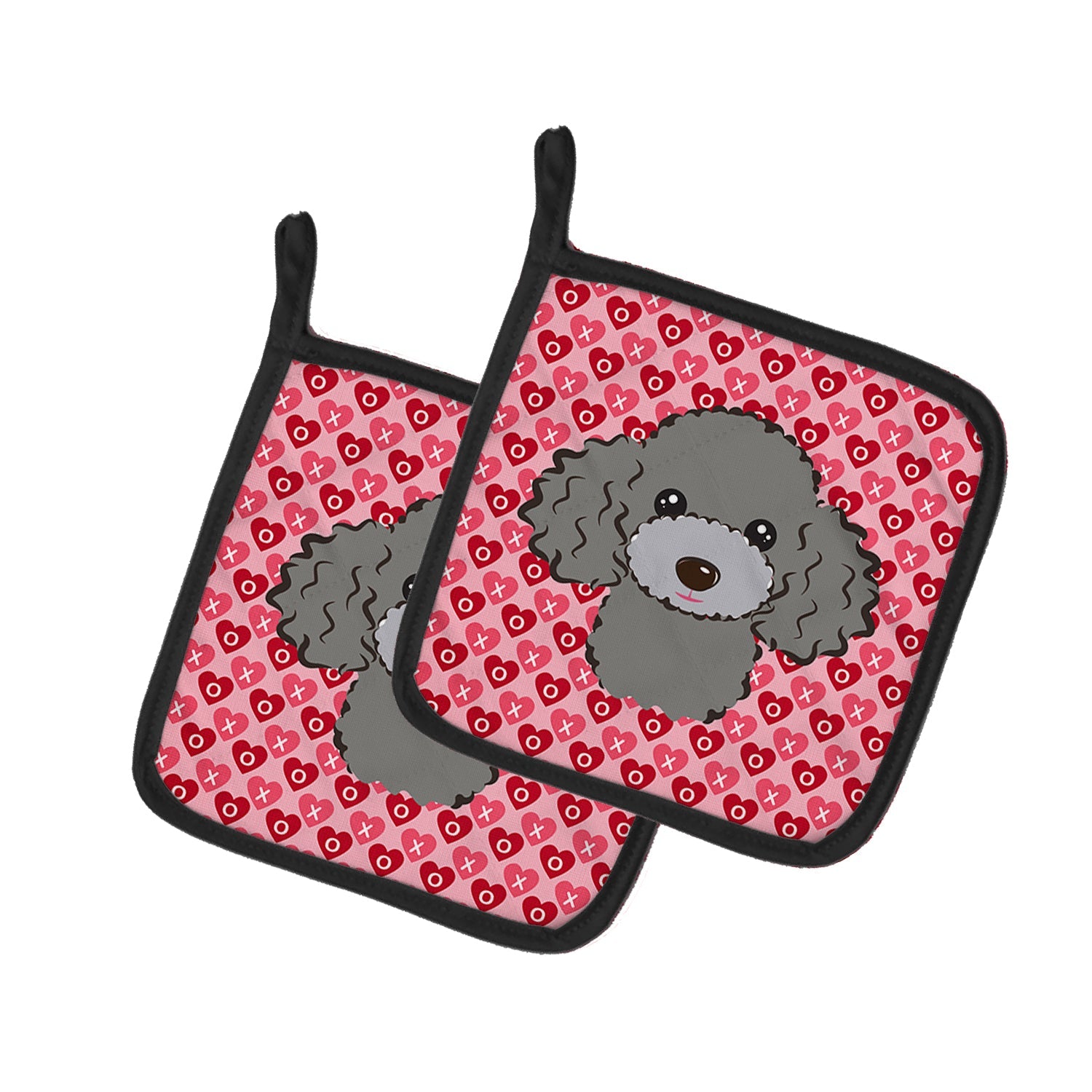 Silver Gray Poodle Pot Holder Set of 2 Heat Resistant Quilted Hot Pads 7.5 x 7.5 Inch, Insulated Kitchen Trivets for Cooking & Baking