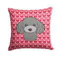 Silver Gray Poodle Decorative Throw Pillow 14x14 Indoor Outdoor Accent Cushion, Fabric Cover with Insert for Sofa, Bed, Porch & Living Room