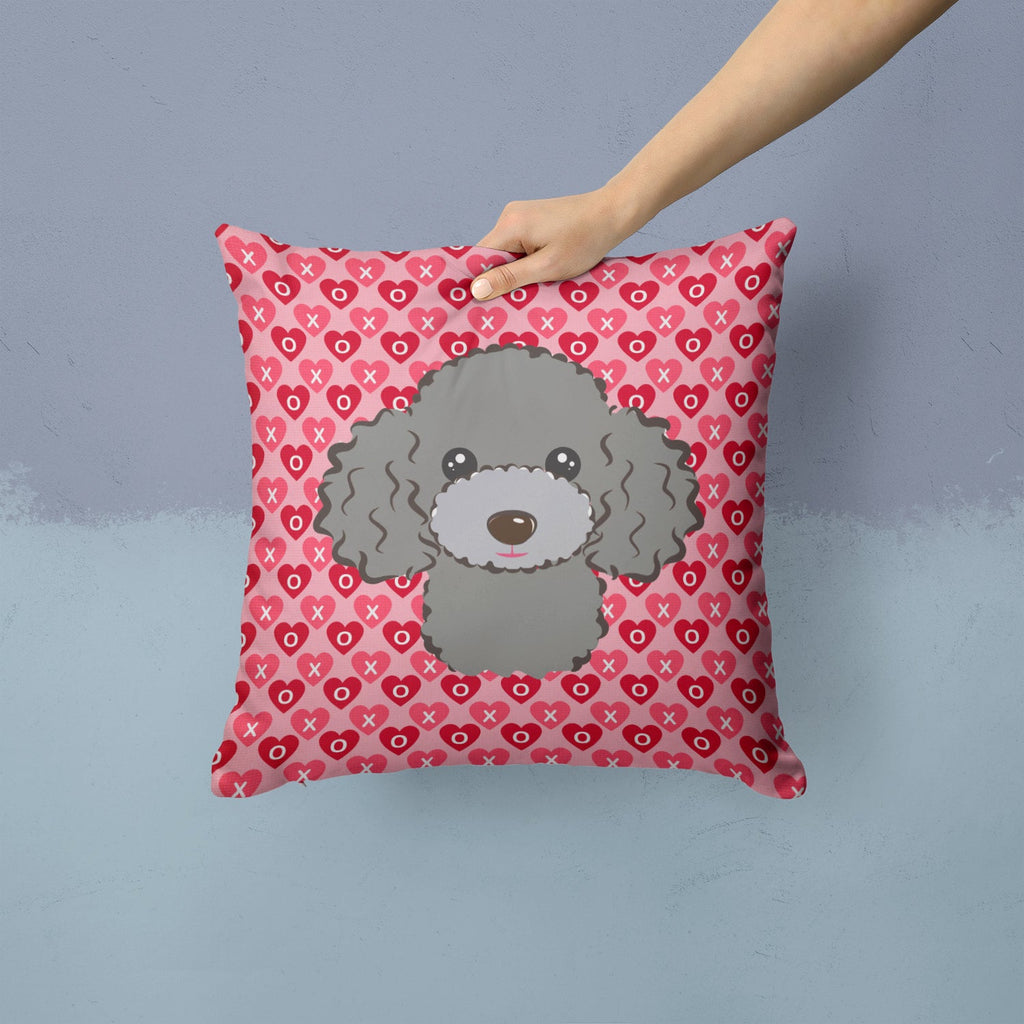 Silver Gray Poodle Decorative Throw Pillow 14x14 Indoor Outdoor Accent Cushion, Fabric Cover with Insert for Sofa, Bed, Porch & Living Room
