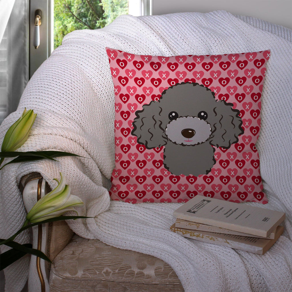 Silver Gray Poodle Decorative Throw Pillow 14x14 Indoor Outdoor Accent Cushion, Fabric Cover with Insert for Sofa, Bed, Porch & Living Room