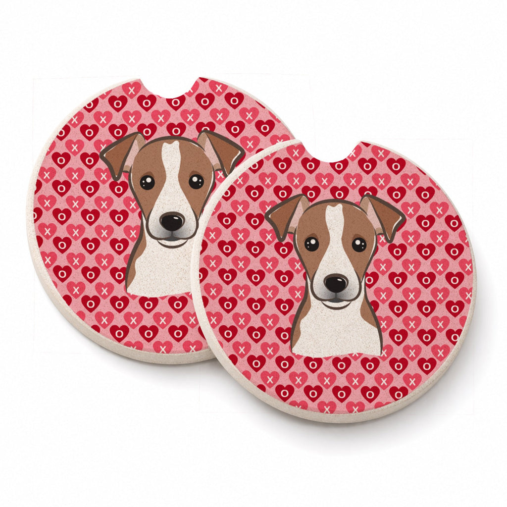 Jack Russell Terrier Set of 2 Cup Holder Car Coasters Absorbent Round Sandstone Coasters Gifts for Men or Women, 2.5, Multicolor